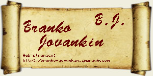 Branko Jovankin vizit kartica